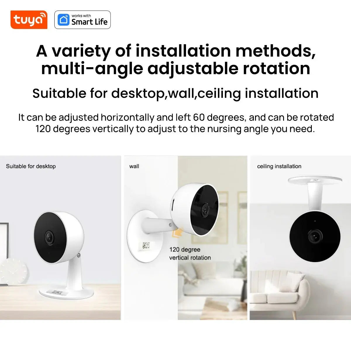 Tuya Smart 1080p Wi-Fi Smart Home Security Camera 2MP, HD,Real-time APP Alerts, 2-Way Audio, with Motion Tracking for Baby & Pet Neocapture