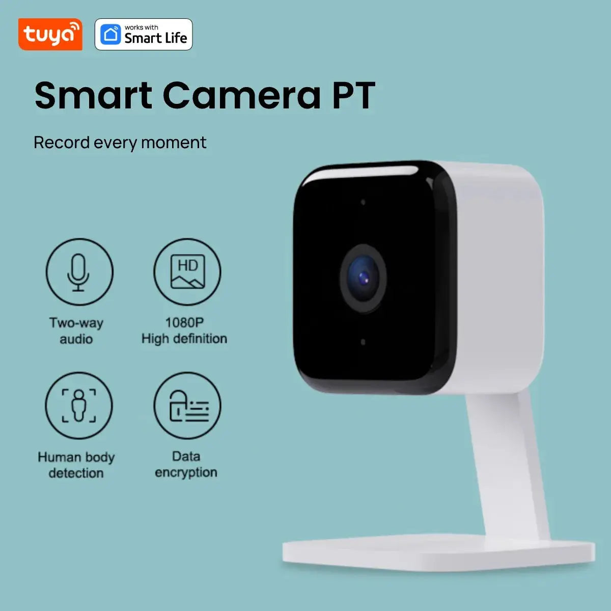 Tuya Smart 1080p Wi-Fi Smart Home Security Camera 2MP, HD,Real-time APP Alerts, 2-Way Audio, with Motion Tracking for Baby & Pet Neocapture