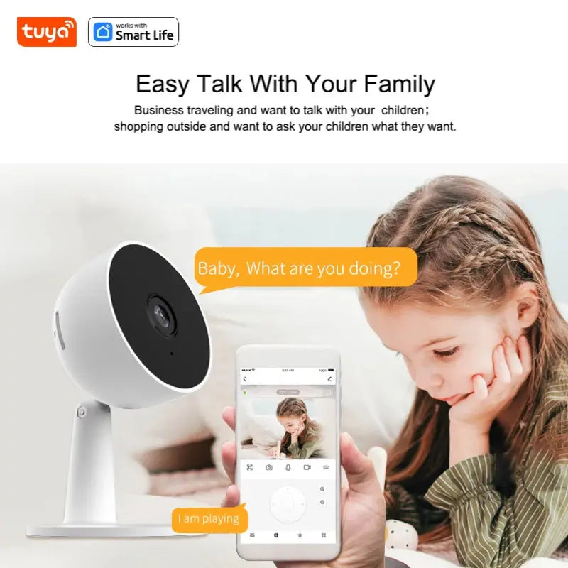 Tuya Smart 1080p Wi-Fi Smart Home Security Camera 2MP, HD,Real-time APP Alerts, 2-Way Audio, with Motion Tracking for Baby & Pet Neocapture