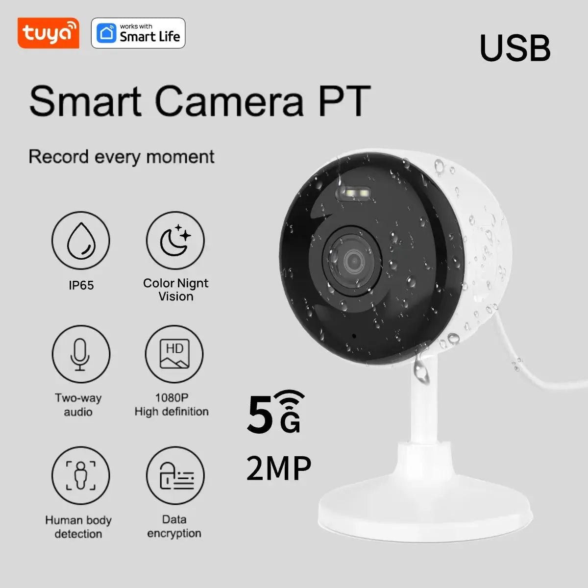 Tuya Smart 1080p Wi-Fi Smart Home Security Camera 2MP, HD,Real-time APP Alerts, 2-Way Audio, with Motion Tracking for Baby & Pet Neocapture