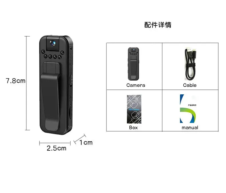 JOZUZE HD 1080P Body Mini Camera Portable Small Digital Video Recorder Police BodyCam Infrared Night Vision Miniature Camcorder Neocapture