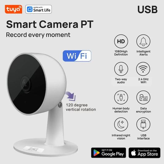 Tuya Smart 1080p Wi-Fi Smart Home Security Camera 2MP, HD,Real-time APP Alerts, 2-Way Audio, with Motion Tracking for Baby & Pet Neocapture